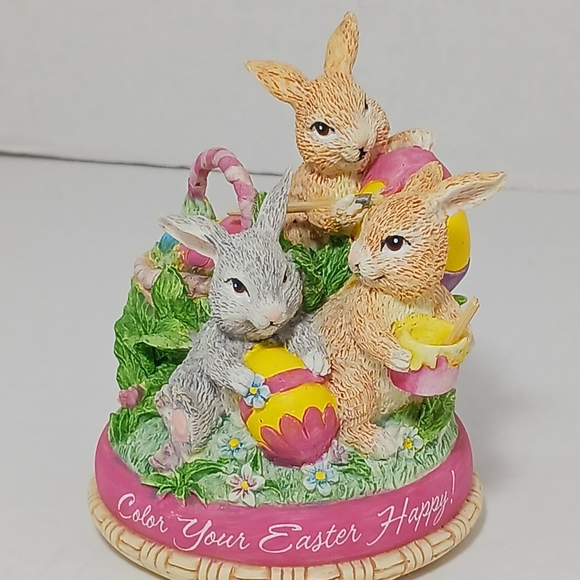 AGC American Greetings Color Your Easter Happy Bunny Rabbits Figurine Eggs 1998 - Picture 2 of 10